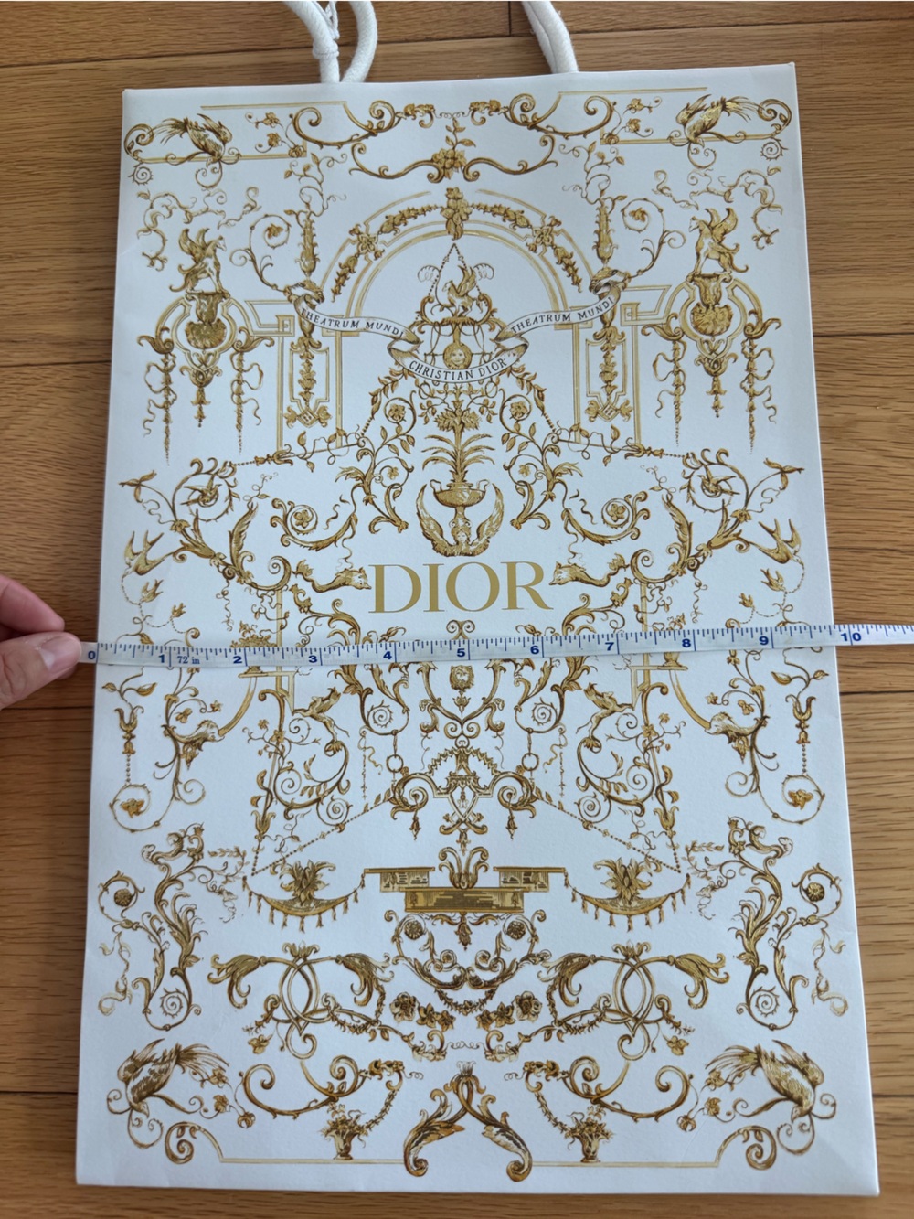 Dior gold white empty shopping bag with gold Dior star